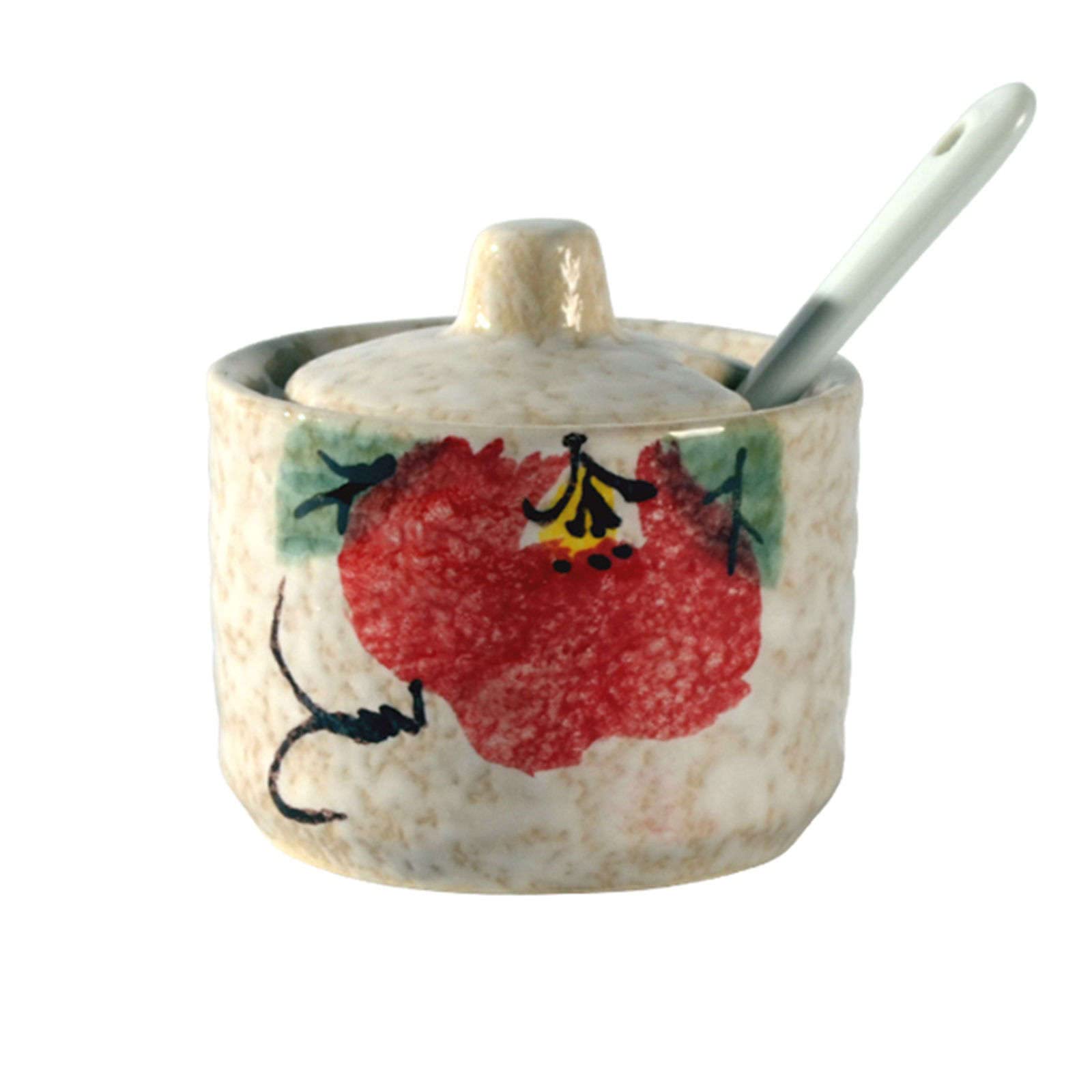 barattolo per spezie, Barattoli for spezie, zuccheriera giapponese con coperchio, mini, barattolo for contenitore for zucchero, for bancone bar caffè-con vaso da 70 ml(Red)