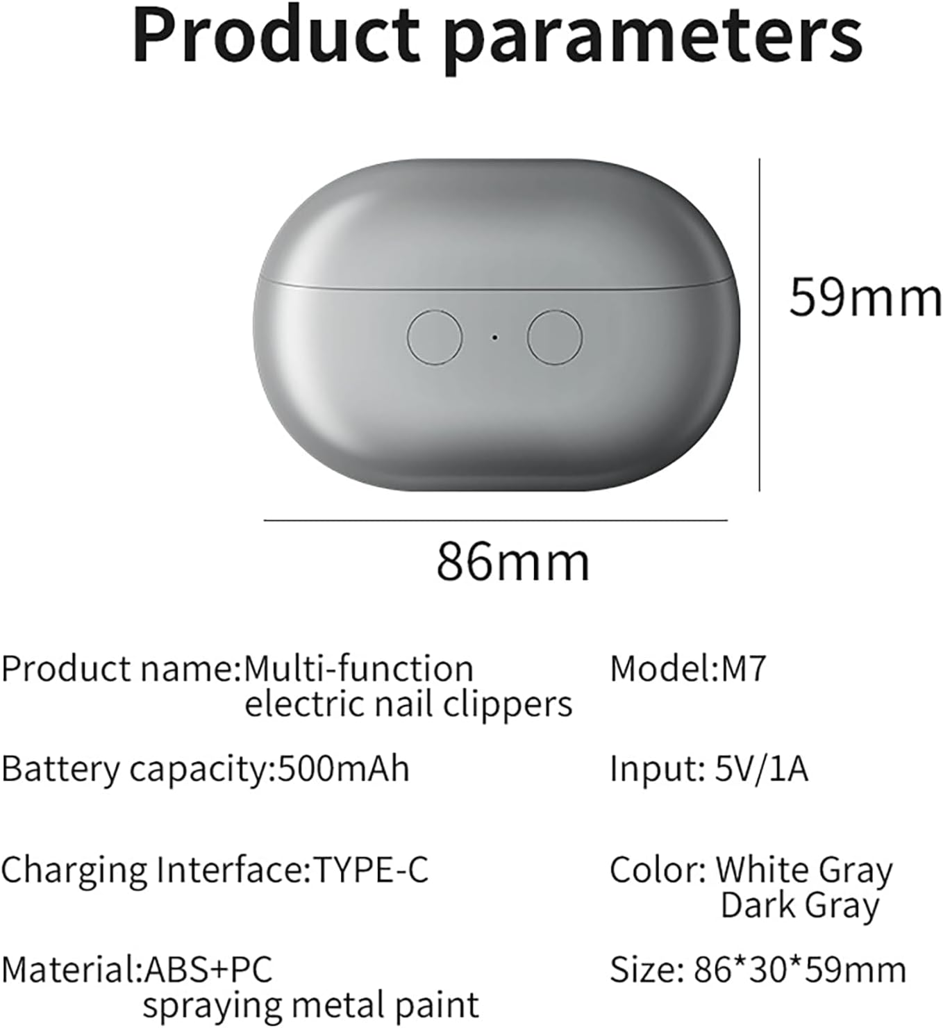 Imwing Easyclip Custom Name 3-in-1 Smart Electric Nail Clippers, USB Rechargeable 2 Speeds Automatic Nail Trimmer with LED Light for Adults, Seniors and Kids (Black+White)