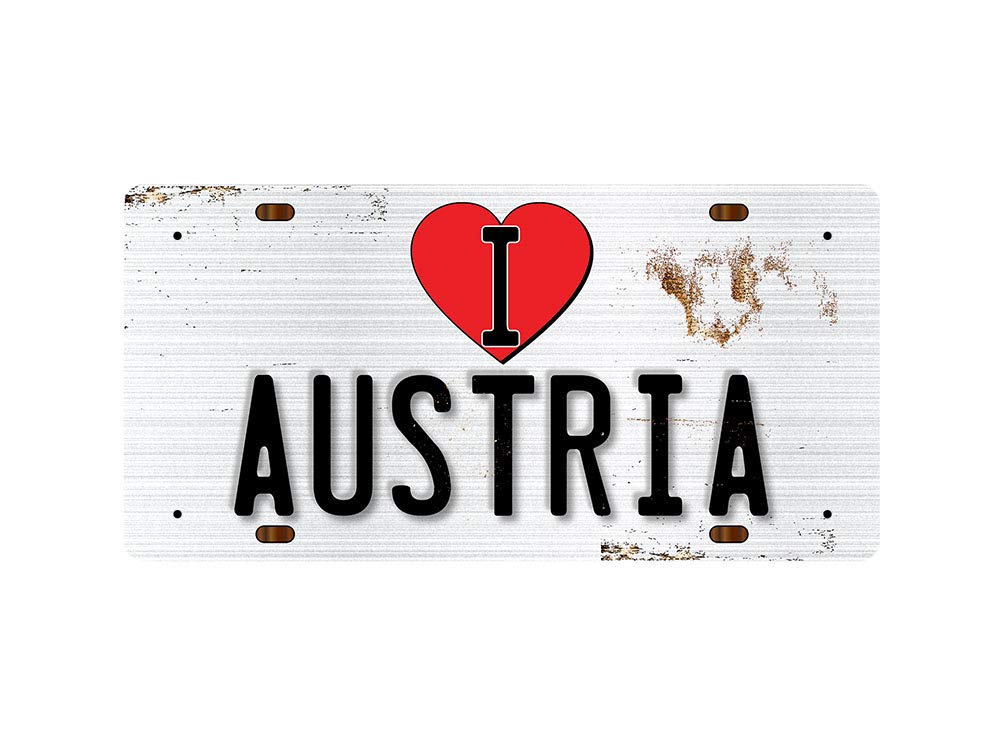 McMug - I Love Austria - Metal Sign, Decorative Sign, 200mm x 100mm