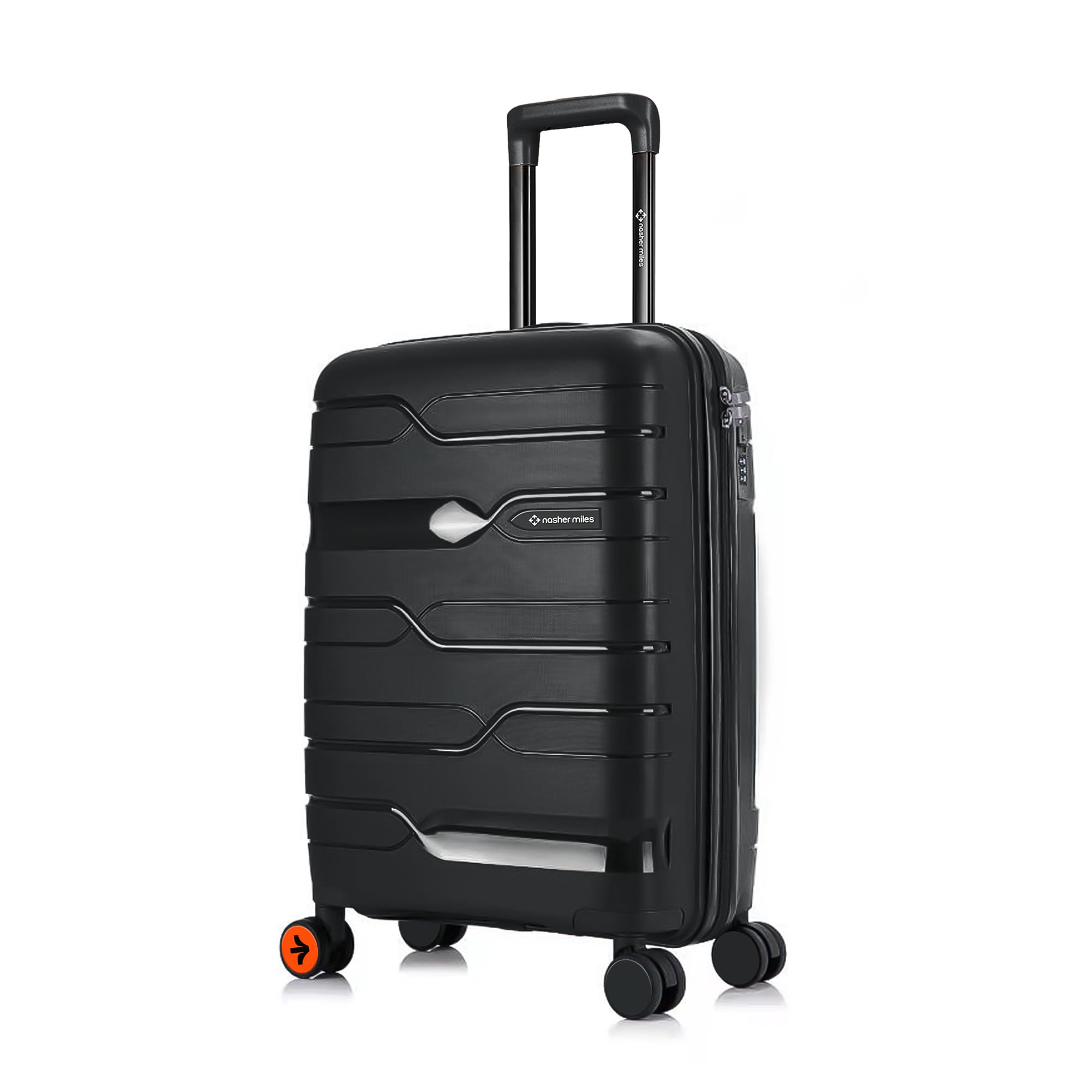 Paris Hardshell-Sided Polypropylene Cabin Luggage Black 20 Inch |55Cm 8 Wheel Inline Trolley Bag, Small