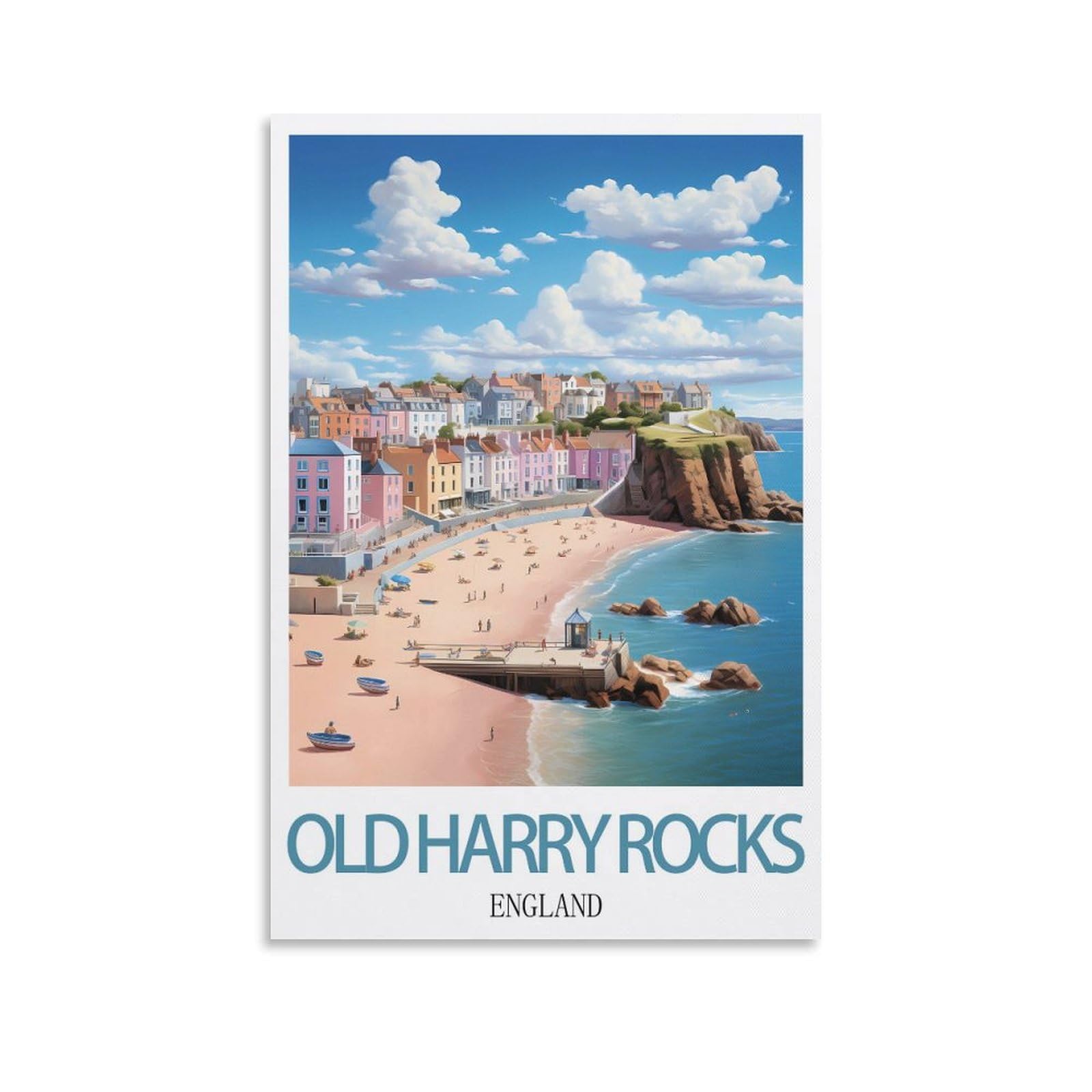 Metal Tin Sign Plaque Poster,Old Harry Rocks England,Vintage Plaques Poster Plaque Decor Retro Posters Gallery Wall Art Print 15x30cm
