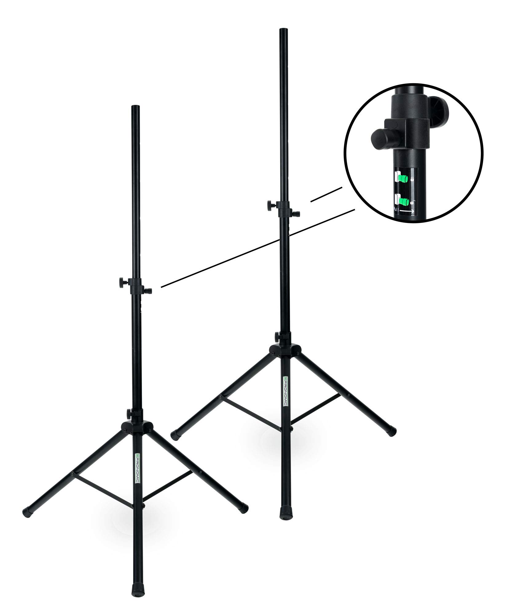Pronomic SPS-2A Supporti per Casse in Alluminio con Spina di Bloccaggio Set | Struttura stabile a treppiede extra larga, Rinforzi aggiuntivi, Gambe lunghe 68 cm per una base stabile, Peso: 3, 5 cm
