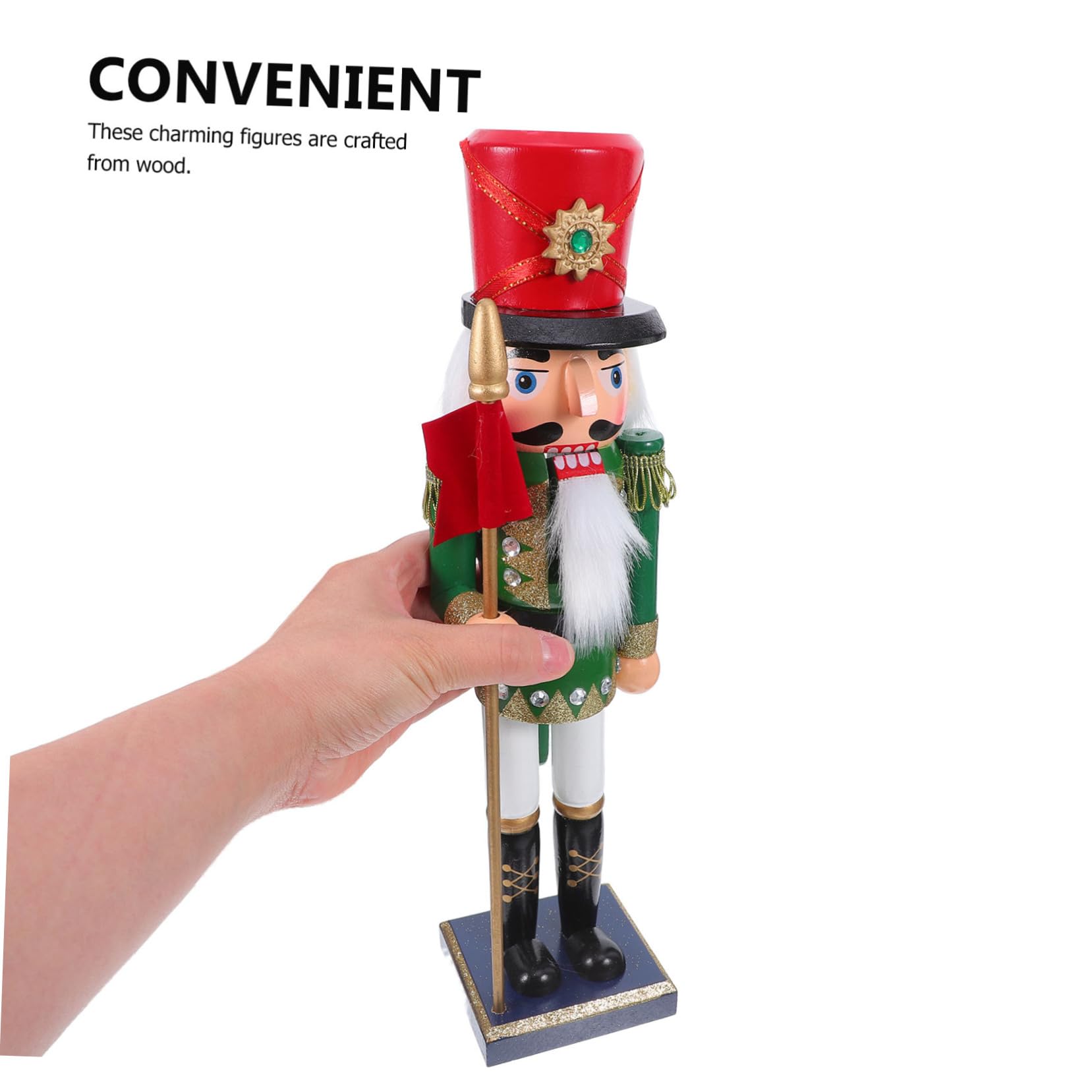 ULTECHNOVO Holz Nussknacker Soldat Figur Kleine Traditionelle Weihnachts Dekoration Handgefertigt aus Edlem Material für Schreibtisch und Regal