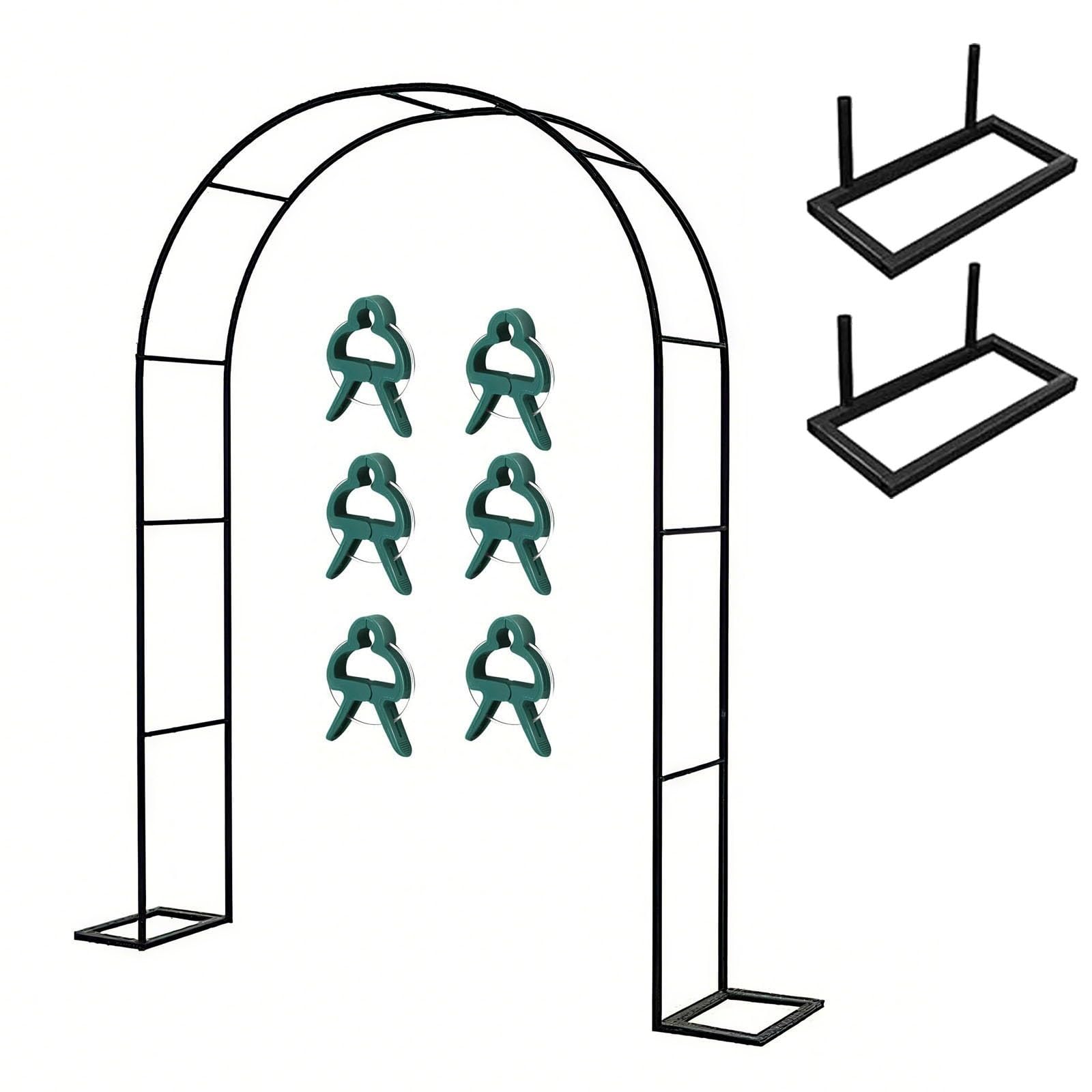 Arco de jardín grande de 2,4 m, enrejado metálico exterior para plantas trepadoras