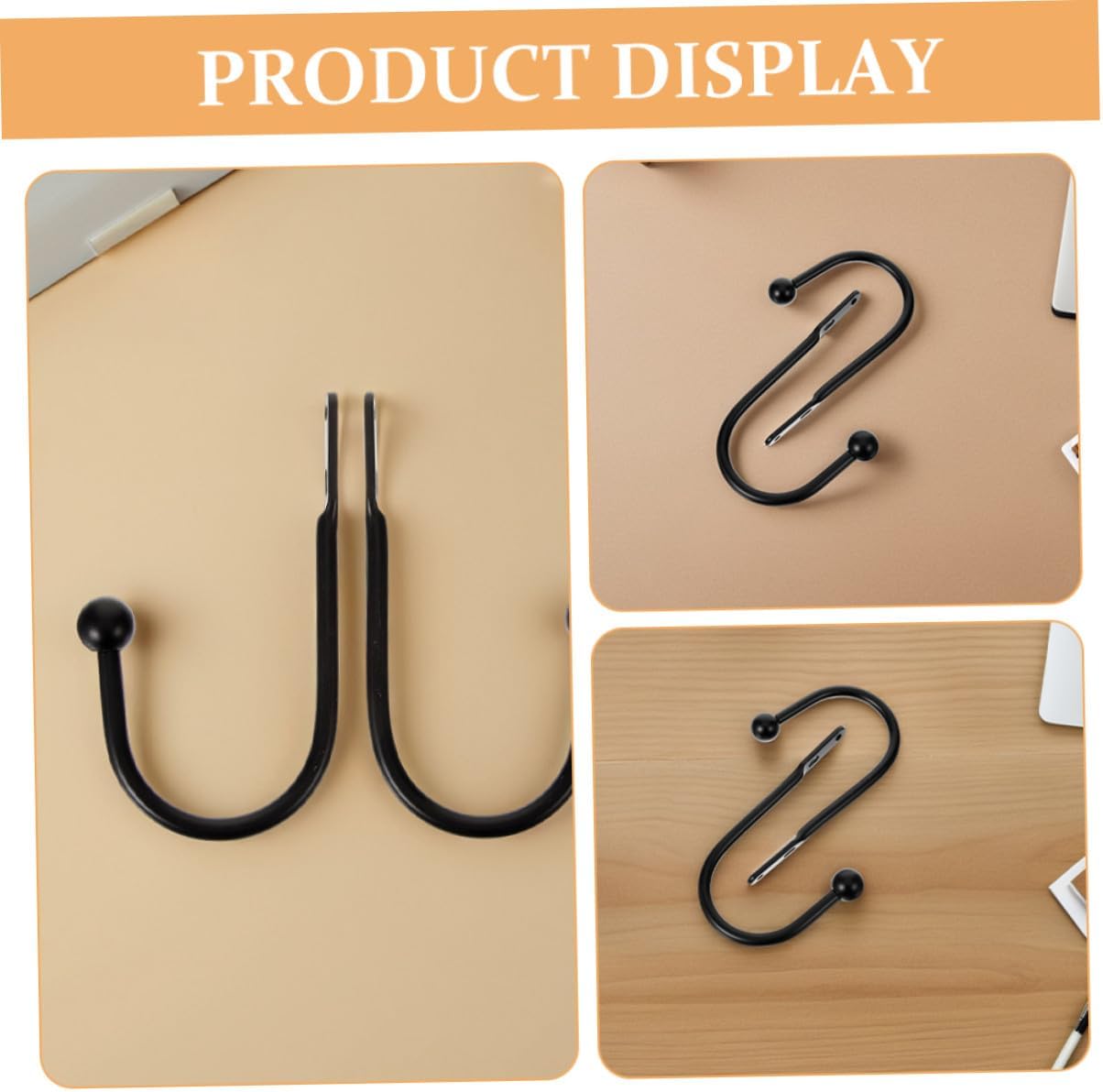 4pcs Metal U-Shaped Curtain Holdback Hooks Black Electroplated Tieback Hooks for Wall Mounted Drapery Holders Suitable for Living Room and Bedroom Window Treatment
