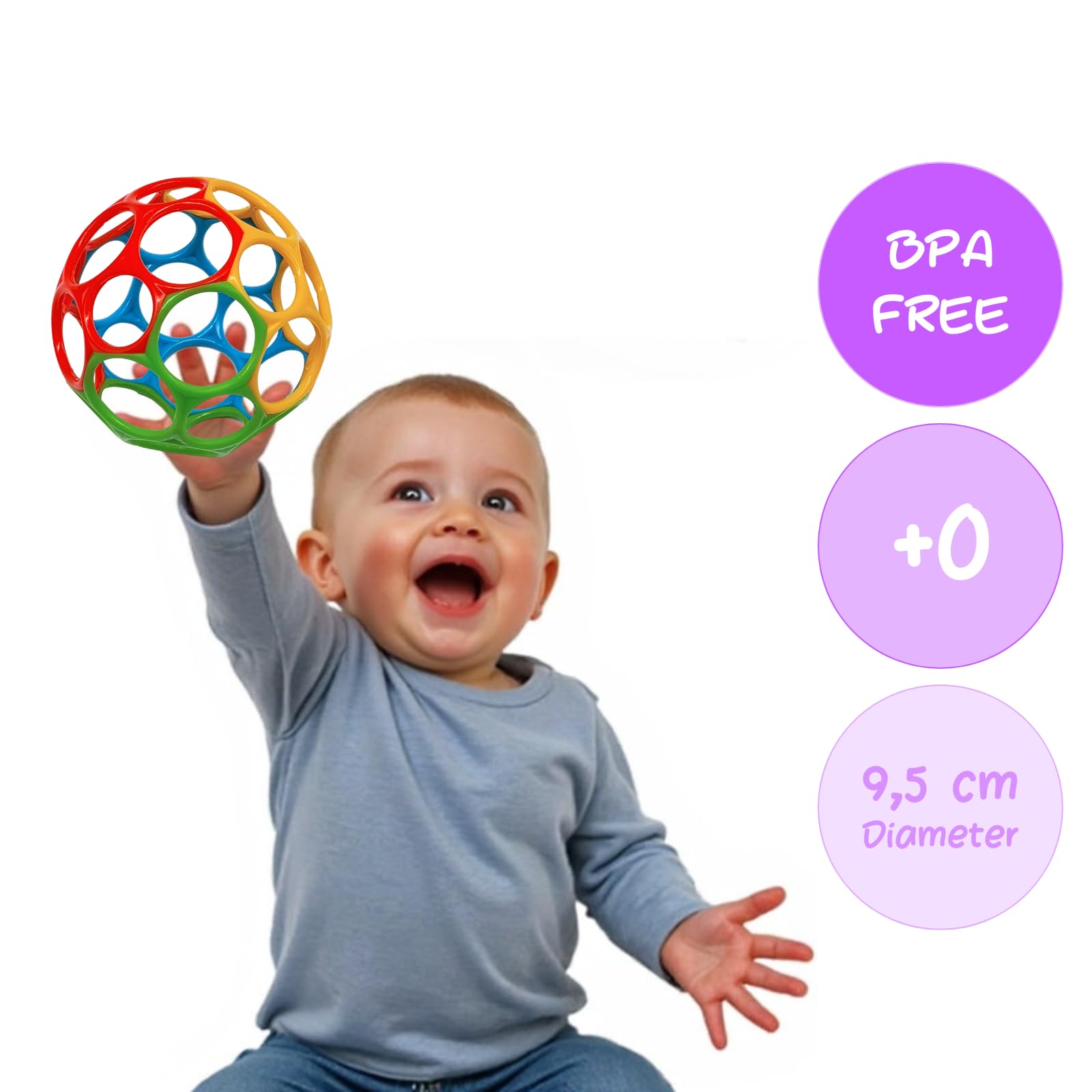 DOHE Educa, Sensory Ball for Babies, Easy and Flexible Grip, Newborn Small Children, Diameter 3.74 Inches - Image 2