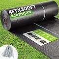 Rintea 4FTX300FT Weed Barrier Fabric, 3.2oz Landscape Fabric, Durable Weed Barrier Fabric Heavy Duty with 20 U-Shaped Securing Pegs for Landscaping Weed Blocker Garden Bed Cover, Commercial Driveway