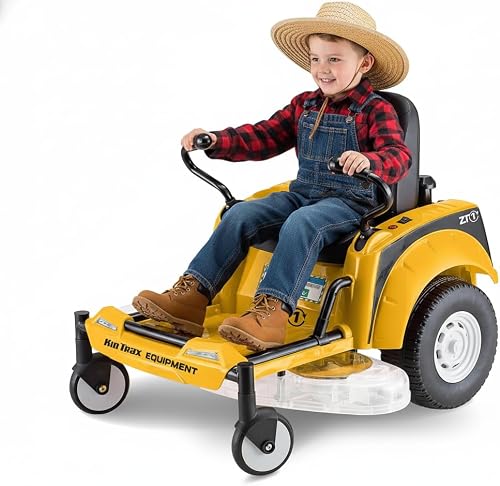 12V Zero Turn Lawn Mower Tractor Toy - Riding Lawn Mower, Outdoor Toys, Kids Electric Car, Ride On Tractor, Dual Handle, Twist and Turn, Speed to 3MPH, Max Weight of 77lbs, Age 3-7, Yellow