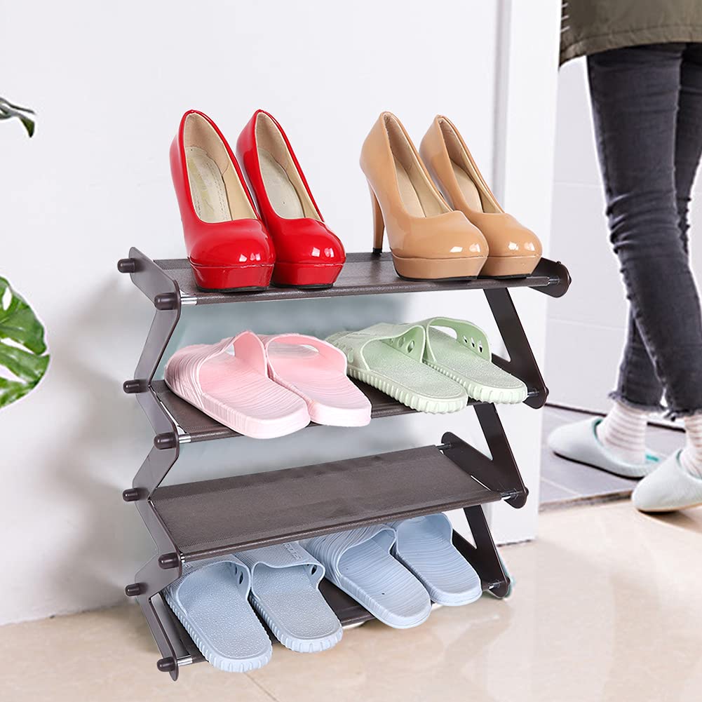 Shoes Rack, Shoes Stand Stainless Steel Strong Bearing Capacity for Bedroom for Books for Living Room(Coffee) - Image 3