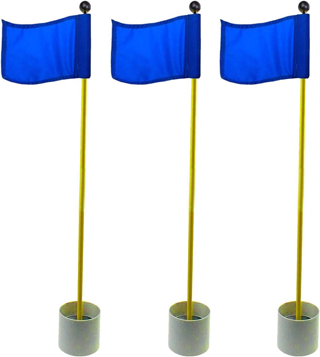 Crestgolf 3Sets Backyard Practice Golf Hole Pole Cup Flag Sticks, 3 Sections,Golf Putting Green Flagpoles