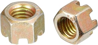 uxcell 2Pcs M8x1.25mm Hexagon Slotted Nut, Grade 8 Carbon Steel Hex Castle Nuts, Color Zinc
