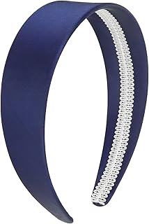 Wecoe Navy Blue Headband 1.6 Inch Wide Silk Satin Headband Women Non Slip Fashion Plain Head Band Solid Hair Band DIY Holiday Hair Accessories for Women Girls Diademas Para Mujer Gifts