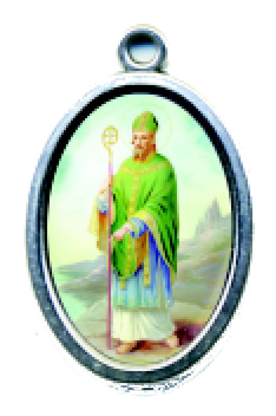 Rosarybeads4u1" St Saint Patrick Silver Coloured Metal Medal Charm Pendant - Enamelled Icon