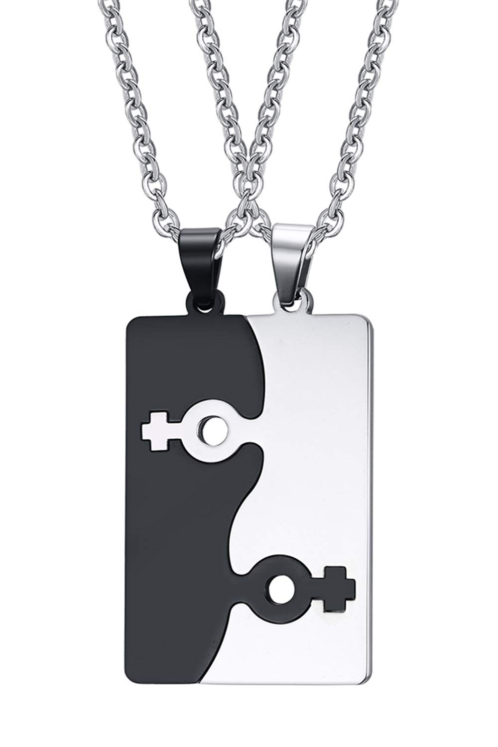 Couple Necklace Pendant, Custom Personalized Stainless Steel Symbol Puzzle Couple Necklace To Show The Best Friend Gay Partner