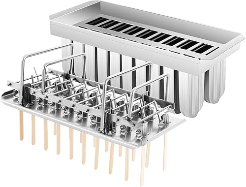 Kit de moldes de paletas de hielo de acero inoxidable, moldes de acero inoxidable, soporte para palitos de helado de paletas de hielo + cepillo de