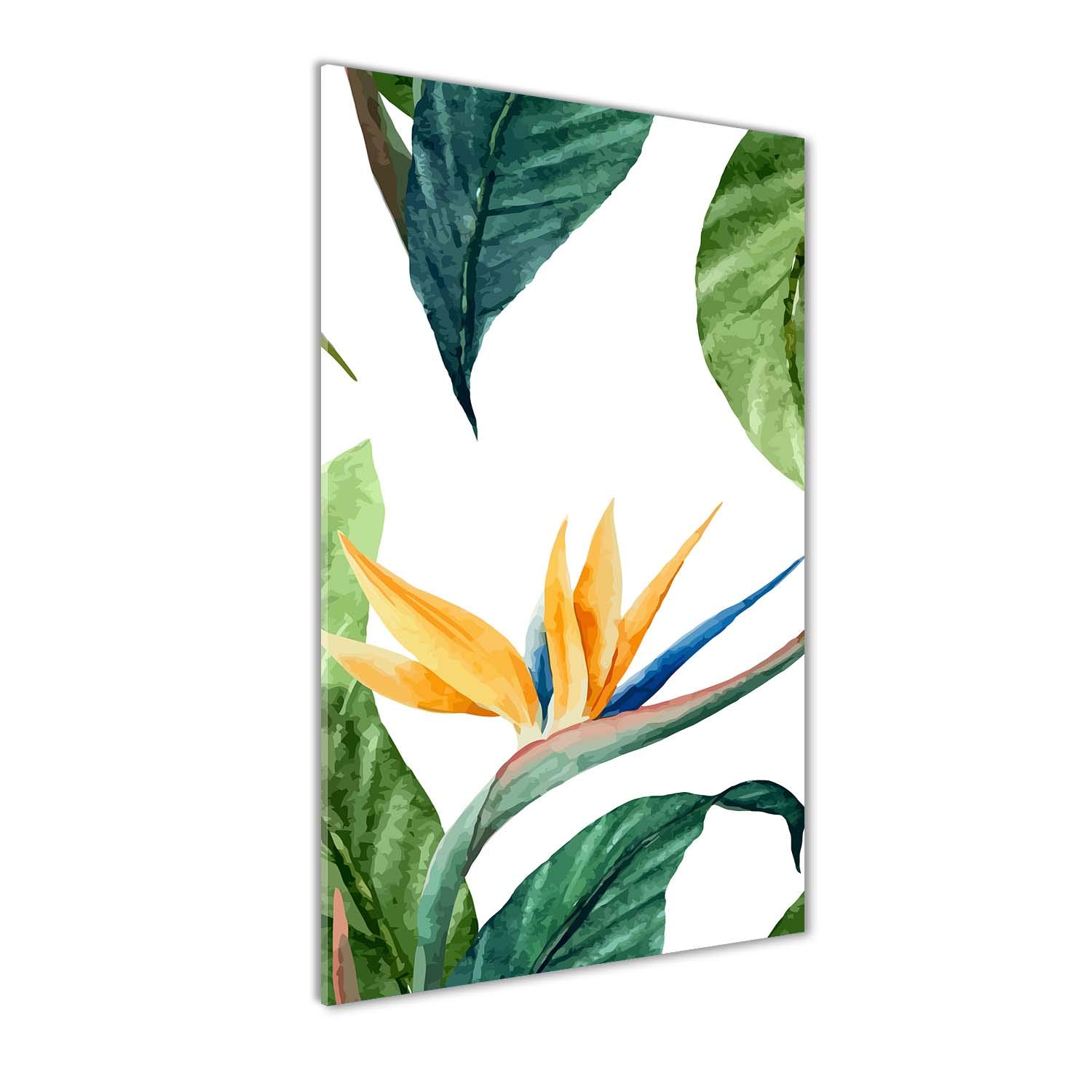 Impression sur verre 50x100 cm de Strelitzia orange pour décoration murale panoramique