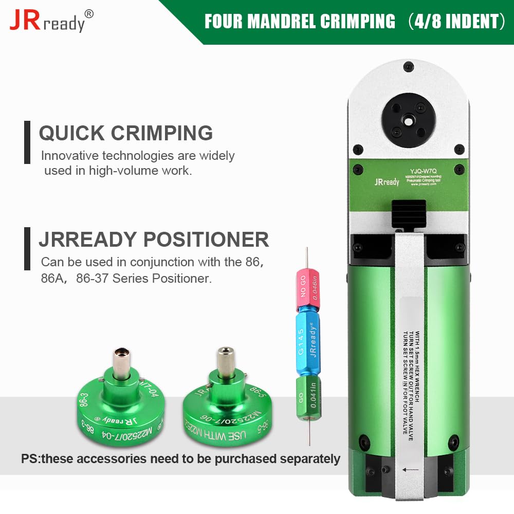 JRready YJQ-W7Q Outil de sertissage, 16 # 20 # 22D # MIL Terminal Machine à sertir pneumatique, applicable 16-28AWG fil aviation/électrique/aérospatiale/connecteurs et contacts