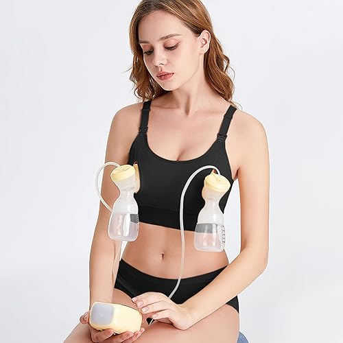 Miniatura 5 de 4HOW Sujetador de lactancia y extracción manos libres para lactancia materna - Soporte ajustable para extractor de leche compatible con talla