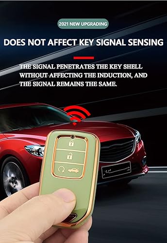 Miniatura 2 de SANRILY Funda para llavero de 6 botones de TPU suave con borde dorado para Honda Odyssey Freed Elysion sin llave, protección completa, con llavero