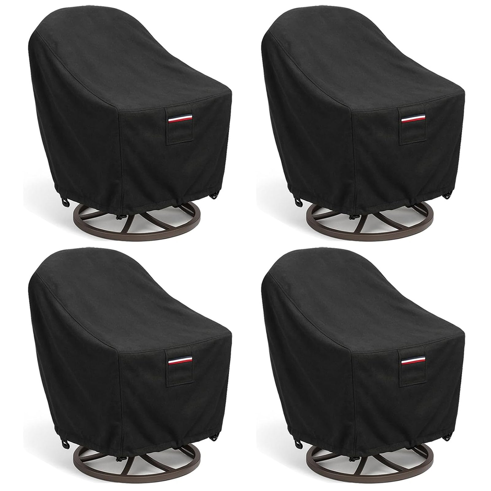 Outdoor Patio Chair Covers 4-Pack, Heavy Duty 600D Oxford Fabric, Weather Resistant Waterproof Furniture Protectors, Black, 28W x 32D x 36H inches