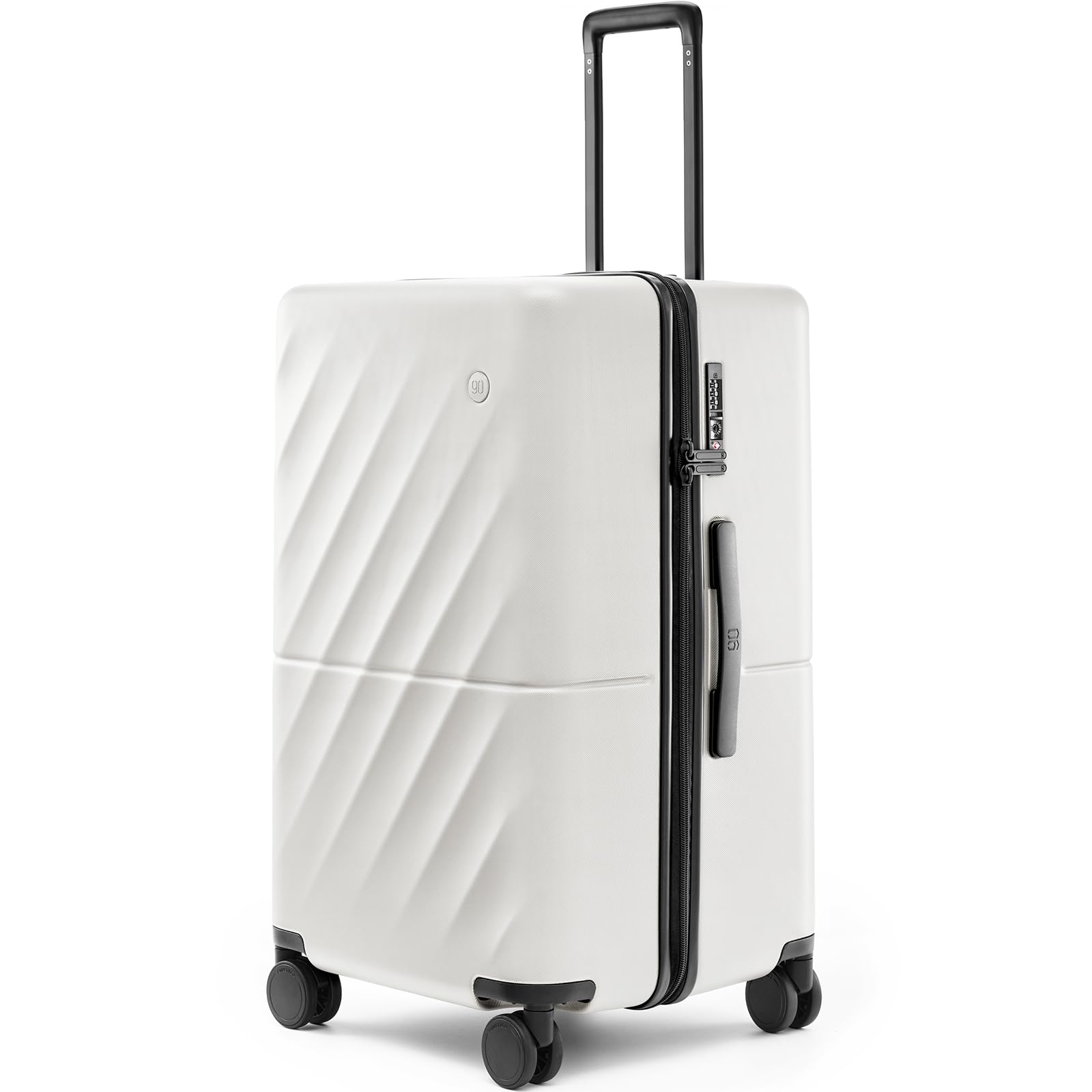 Trunk Luggage 24 Inch, Medium Checked Luggage with Double Spinner Wheels, Anti-Burst Zipper, Hard Case PC Suitcase, Lightweight Travel Luggage, TSA Approved (Pearl White, Hudson)