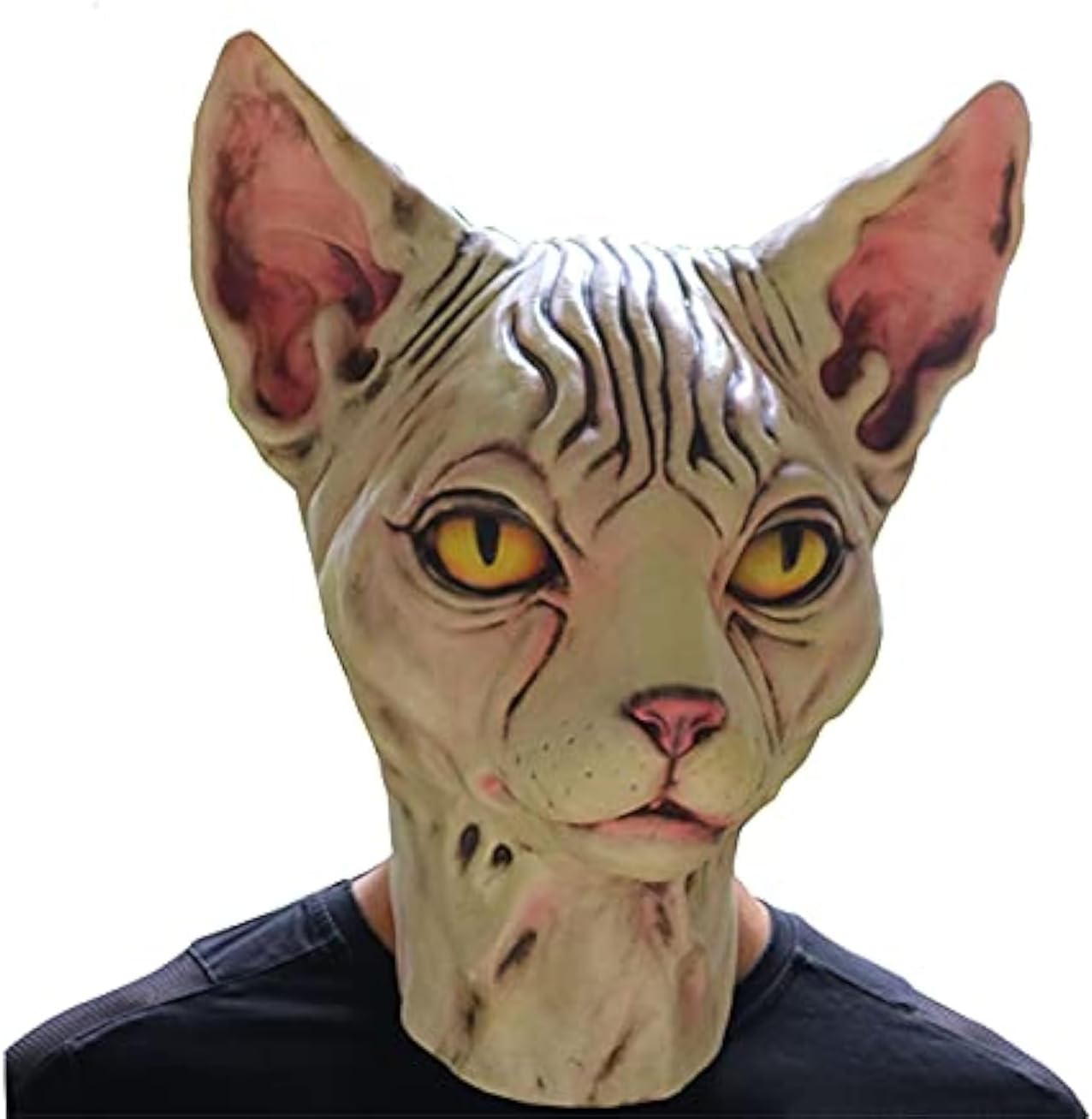 Sphynx Cat Halloween Costume Latex Animal Creepy Carnival Party Mask