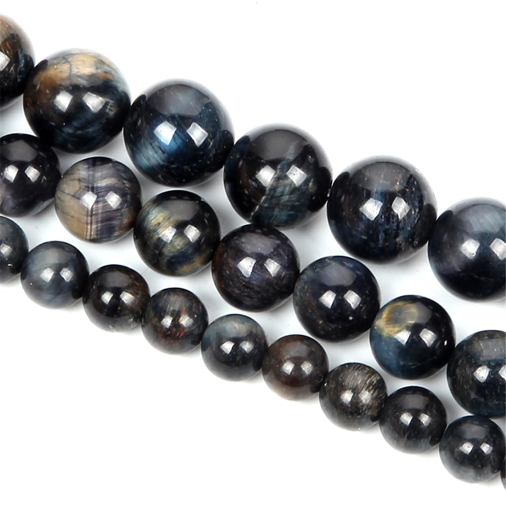 Fabrication de bijoux artisanaux avec l'oeil de tigre noir bleu ronde