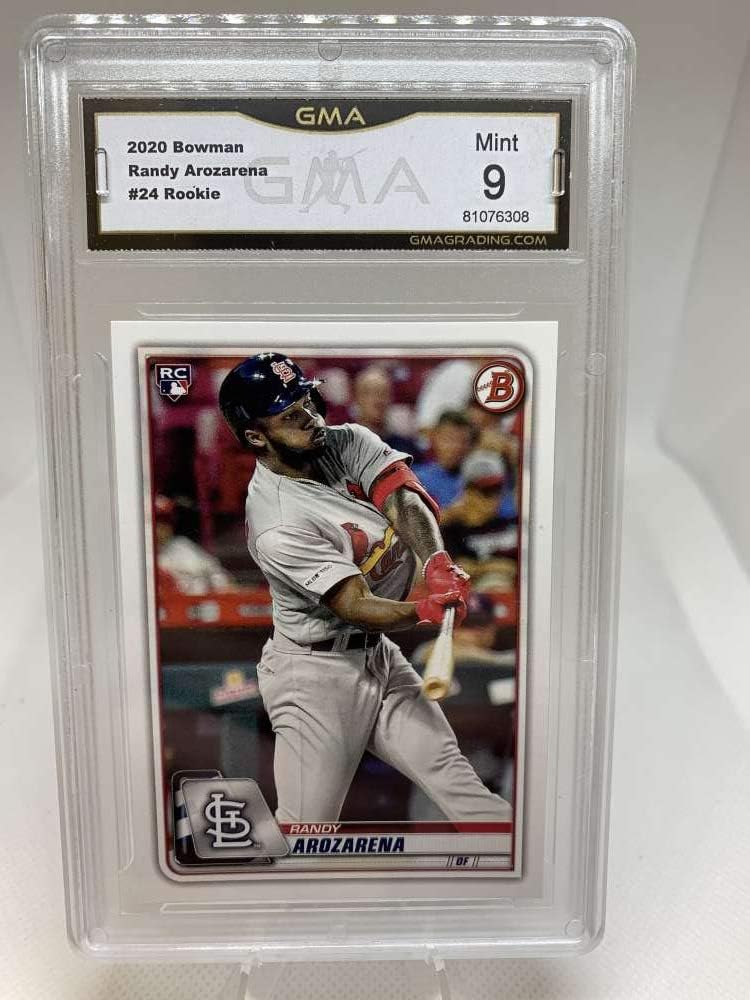GMA Mint 9 Certificate #81076308 2020 Bowman #24 Randy Arozarena Rookie St. Louis Cardinals Professionally Graded Baseball Card