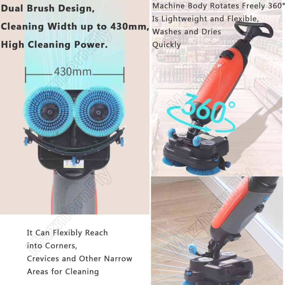 Máquina Limpiadora De Suelos Profesional, Limpiadora De Alfombras Eléctrica, Ancho De Limpieza 43 Cm, Capacidad De Limpieza 1200 M²/H, 240 RPM para Una Limpieza En Profundidad Grey