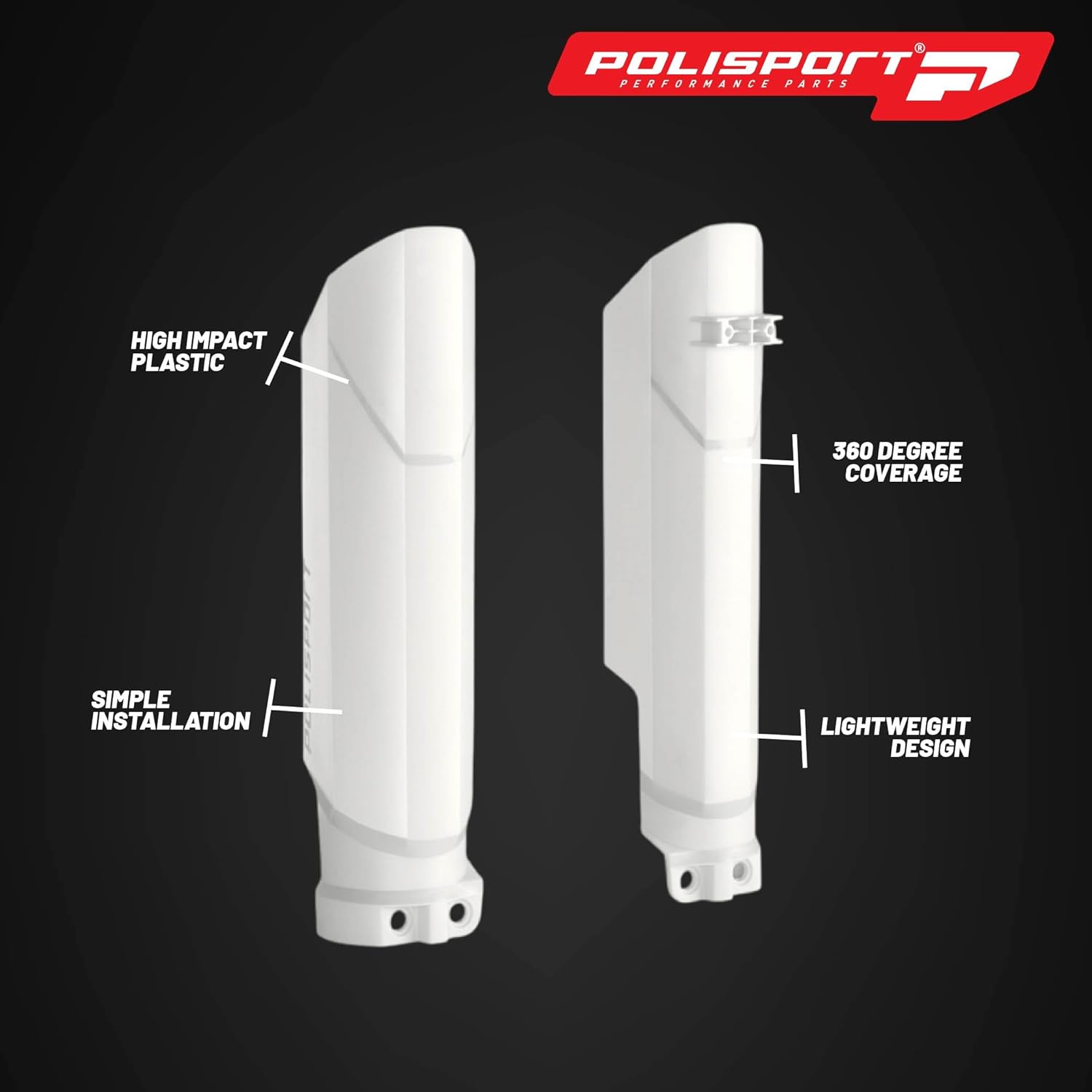 Polisport Full Wrap Fork Guards for Beta RR 125/200/250/300 2T 2019-2026 | High-Impact Polypropylene, OEM Fit, White, Durable Enduro Fork Protection