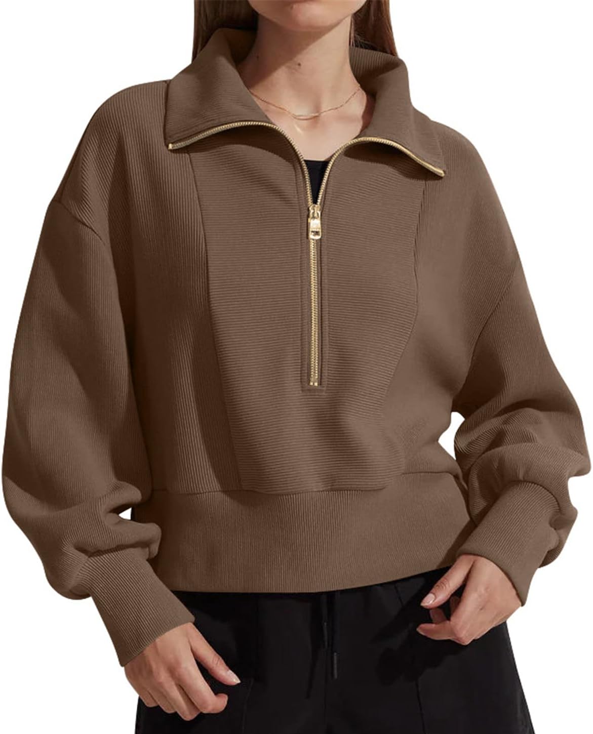 Half Zip Womens Hoodies With Zip Pockets Half Zip Sweatshirt