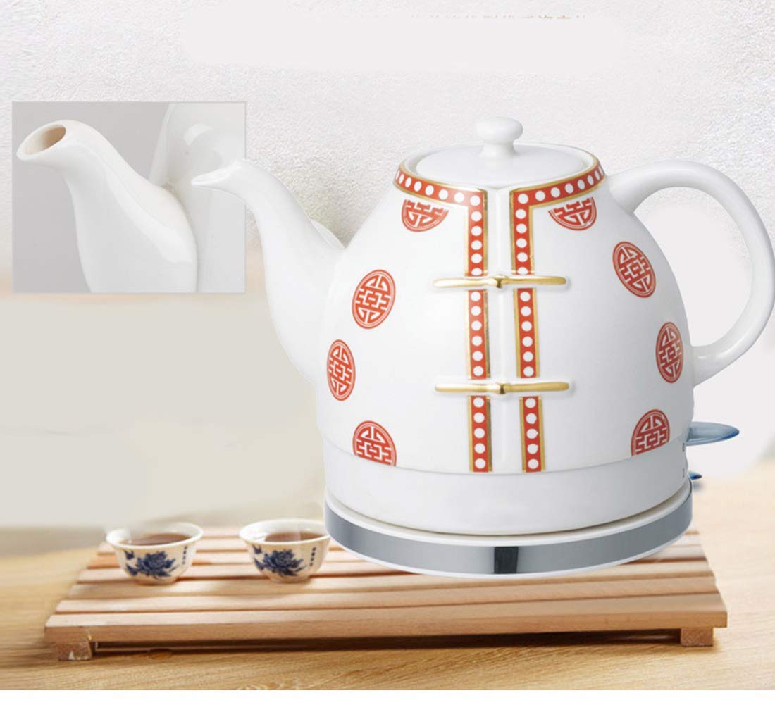 Elektryczny, ceramiczny, bezprzewodowy, biały czajniczek - dzbanek retro 1,2 l, 1200 W szybko gotuje wodę na herbatę, kawę, zupę i płatki owsiane - zdejmowana podstawa, ochrona przed gotowaniem na