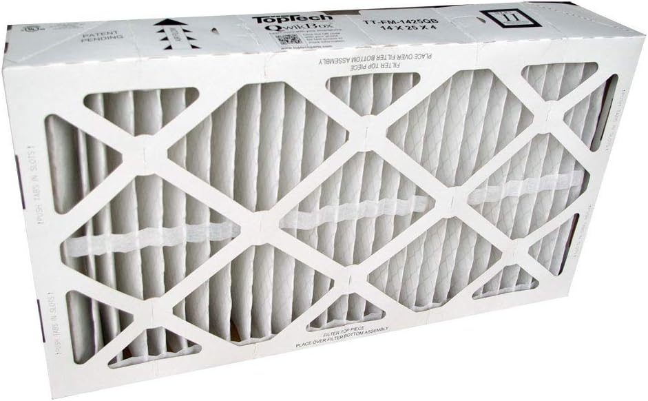 TopTech TT-FM-1425QB QuickBox(R) TechPure TTFM1425QB Air Filter 14x25x4 Top Tech OEM Cartridge 14 by 25 by 4 in Furnace MERV 11 for TT-MAC-1429 With Dakota Supplies Installation Date Sticker