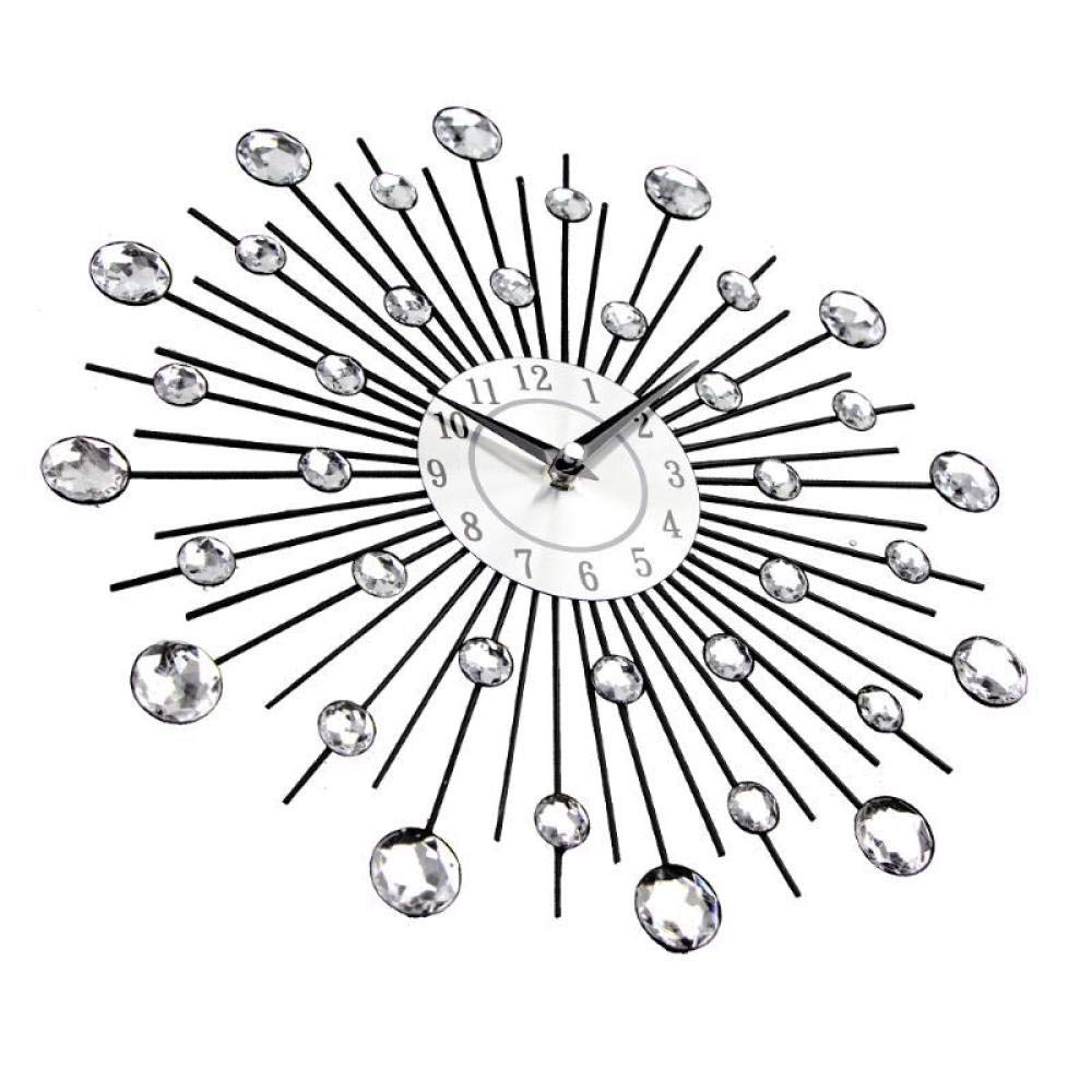 Horloge murale cristal et métal blanc au design artistique chic
