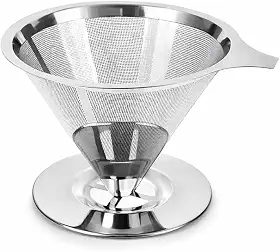 Coador de Café 103 Filtro Inox Reutilizável Fácil de Usar e Limpar, Preserva o Sabor Natural do Café, Peneira de Aço Durável e Sustentável, Sem Uso de Papel, Econômico e Ecológico Premium