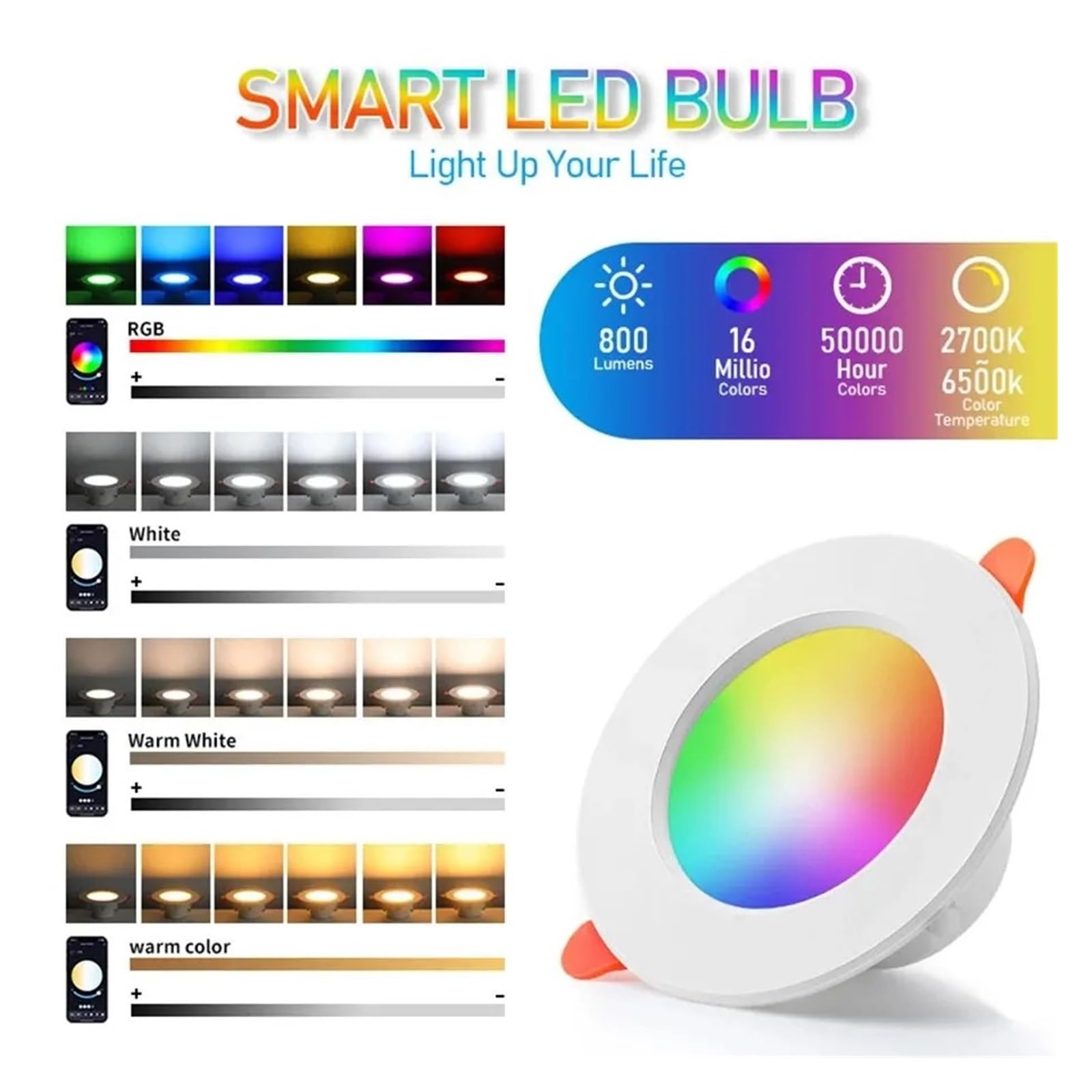 3 Pezzi Tuya Bluetooth Smart Downlight Dimmerabile A Colori Da Pollici Control 10W 85-265v