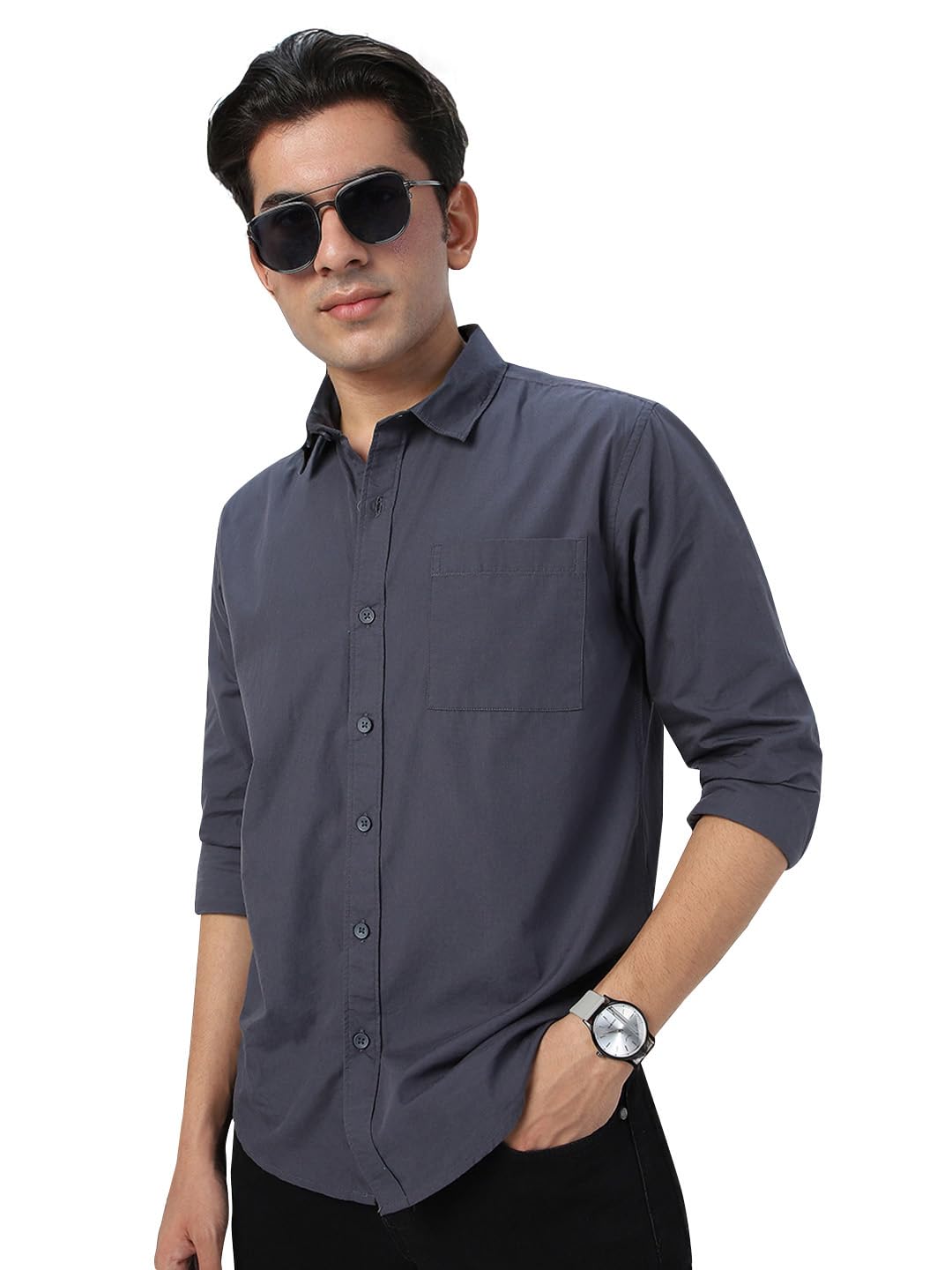Urbano Fashion Men’s Cotton Full Sleeve Regular Fit Casual Solid Shirt