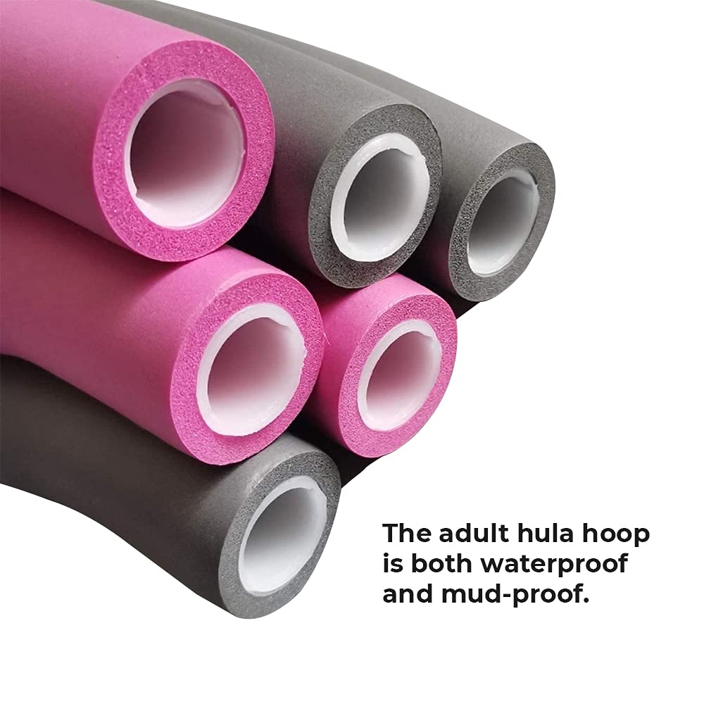 Gewichtete Hula-Hoops für Gewichtsverlust & Bewegung, schaumstoffgepolsterter Fitness-Hula-Reifen mit Maßband, verstellbare Größen für Kinder & Erwachsene, 6-8 Stück, Rosa & Grau