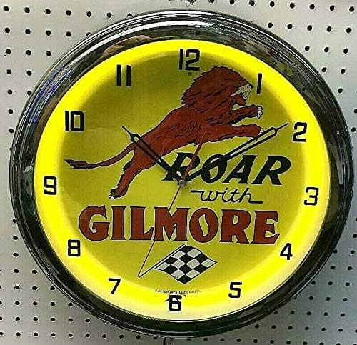 16" Roar con Gilmore Gas Motor Oil Sign Neon Clock