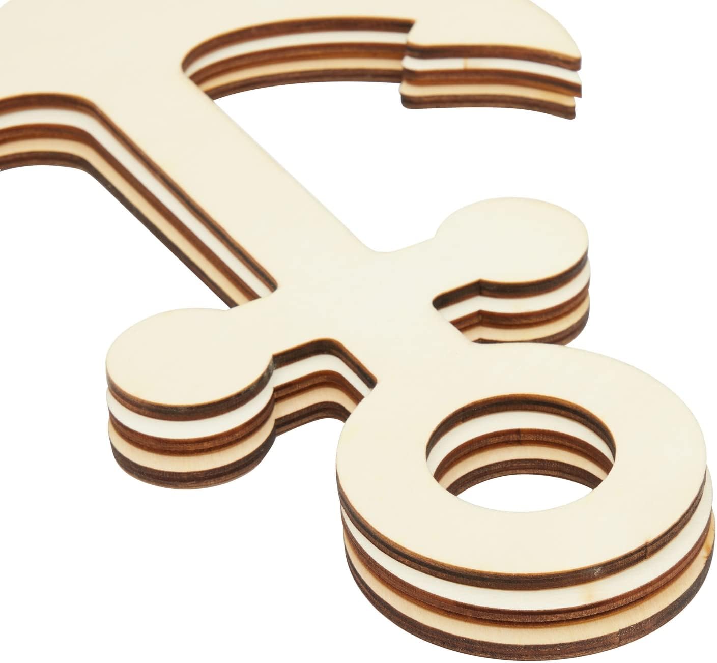 Unfinished Wood Anchor Cutouts - 12 Pack, 11.6 x 8.8 in - Nautical DIY Craft Supplies & Party Decor - Smooth Surface for Painting & Staining