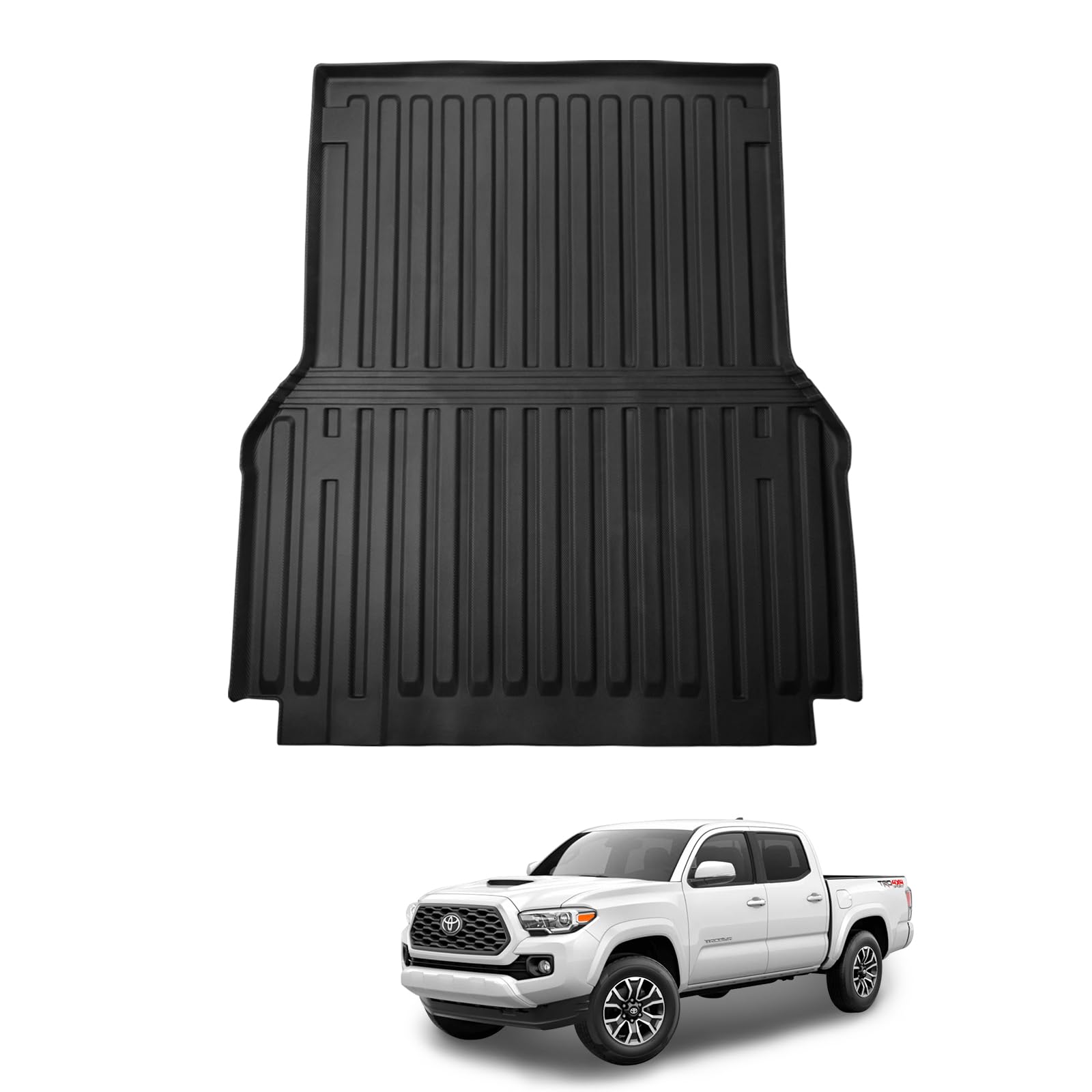 Photo 1 of Ecarzo Bed Mat Compatible with 2005-2022 2023 Toyota Tacoma Exterior Accessories 5FT Short Bed Liner TPE Cargo Mats Heavy Duty Rear Trunk Mat All Weather Protection 2005-2023 Tacoma