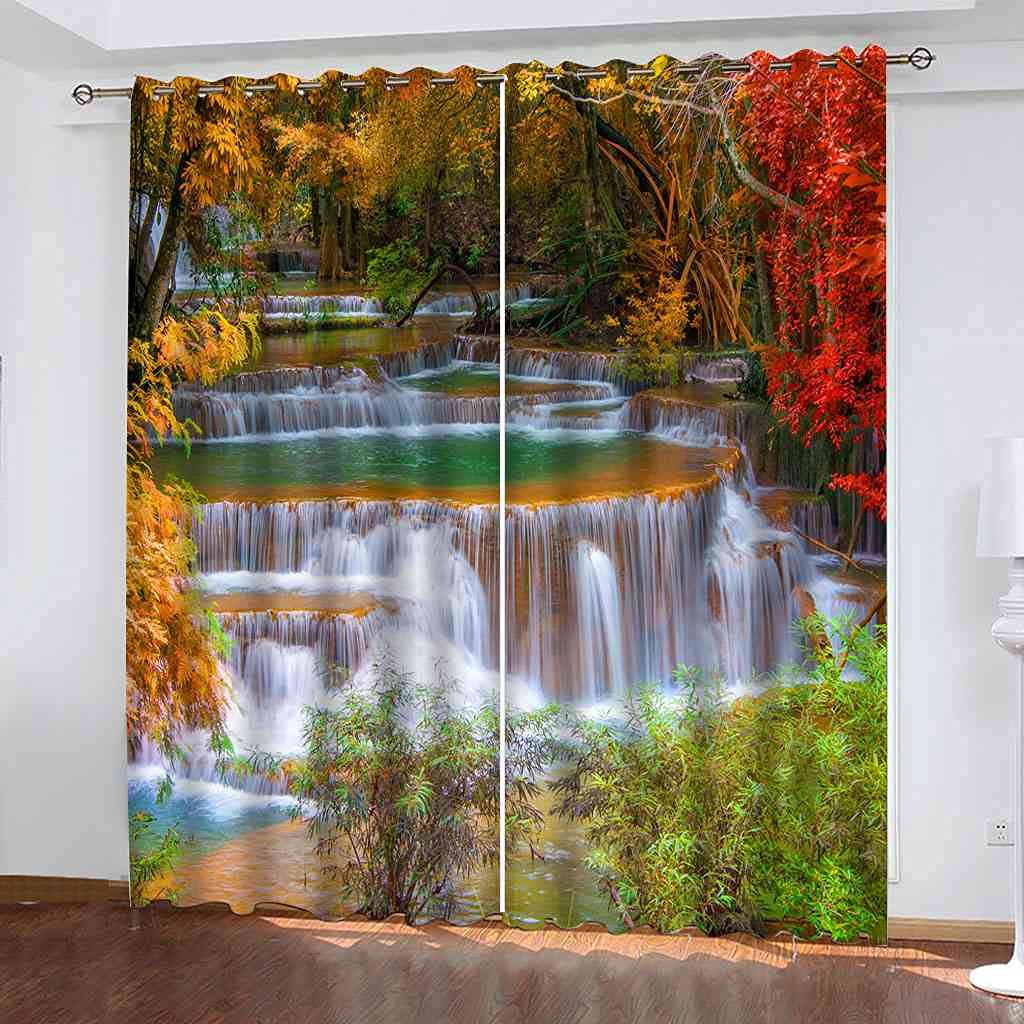 Rideau occultant cascade de forêt d'automne créez un cocon de nature dans votre salon
