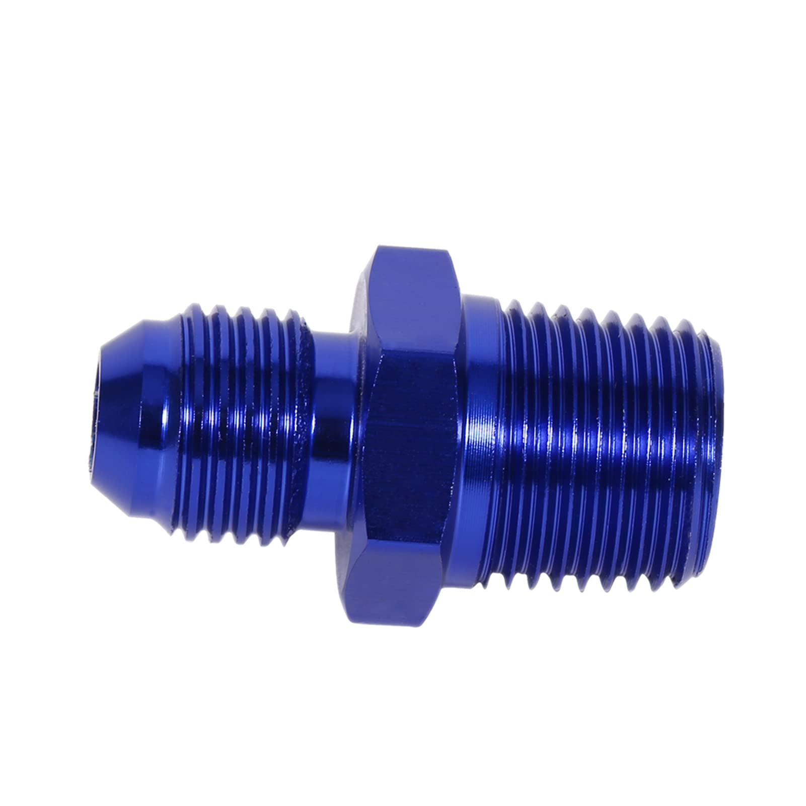 Akozon Adattatore per Raccordo Dritto per Olio Combustibile da Svasatura Maschio in Alluminio AN6 a 3/8" NPT - Leggero e Resistente Alla Corrosione - Blu
