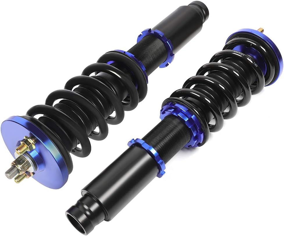 Adjustable Height Coilovers Struts Front And Rear Fit for 1994-01 for Acura for Integra, 92-2000 for Honda Civic, 1993-1997 for Honda Civic del Sol Coil Spring Over Shock (Set of 4) - Blue