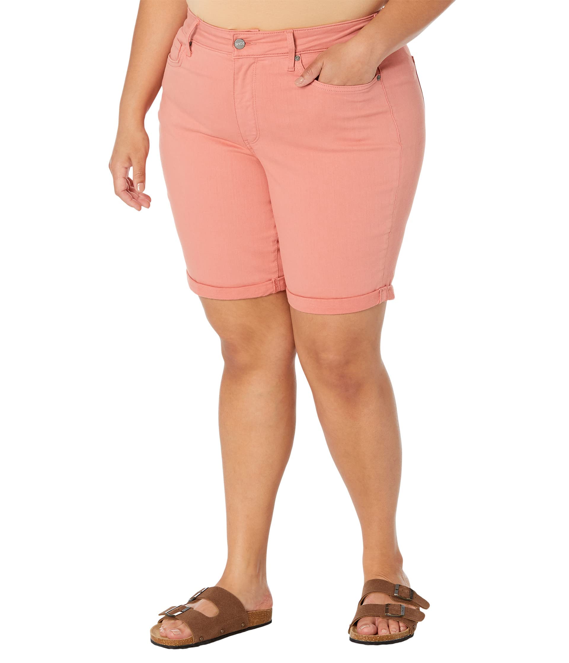 NYDJ Plus Size Ella Shorts w/1" Cuff in Terra Cotta