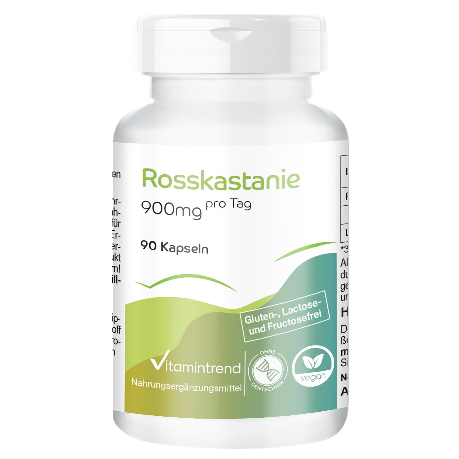 Vitamintrend Marronnier d'Inde 900 mg par jour, 90 gélules, facile à avaler, 20% d'aescine, hautement dosé, complément alimentaire vegan sans stéarate de magnésium, fabriqué en Allemagne