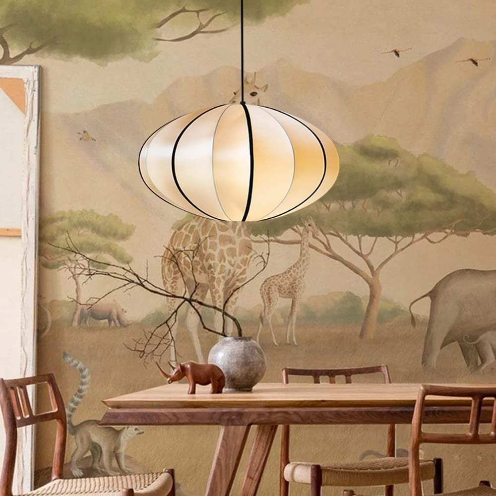 Latarnia z tkaniny wisząca Duża lampa wisząca Latarnia papierowa Lampa wisząca Azja Południowo-Wschodnia Latarnia z tkaniny Lampa wisząca sufitowa Khaki Żyrandol w stylu vintage do kuchni Korytarz
