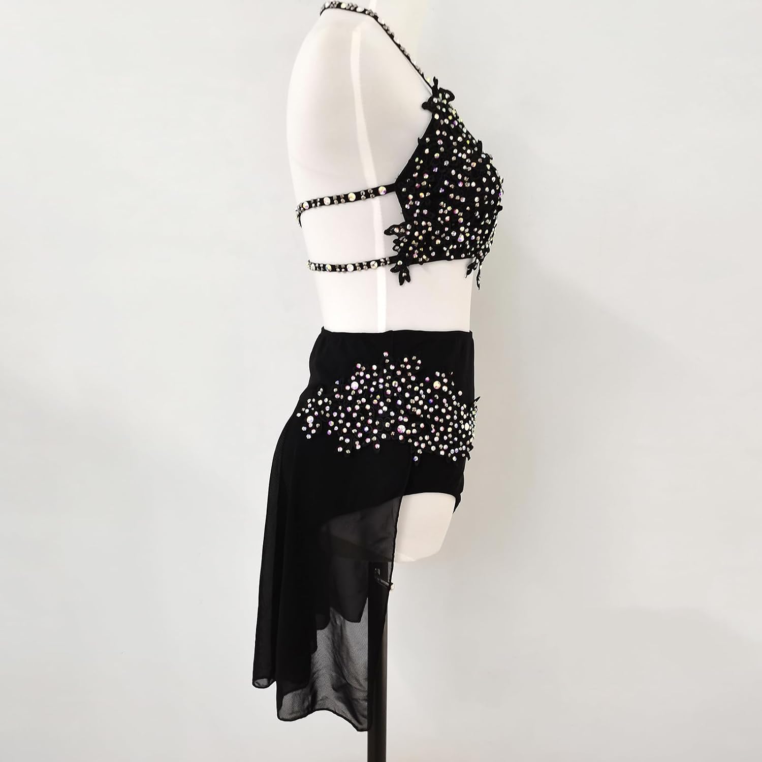 Black Lyrical Dance Costume - Elegant Dance Clothes for Performances and Competitions