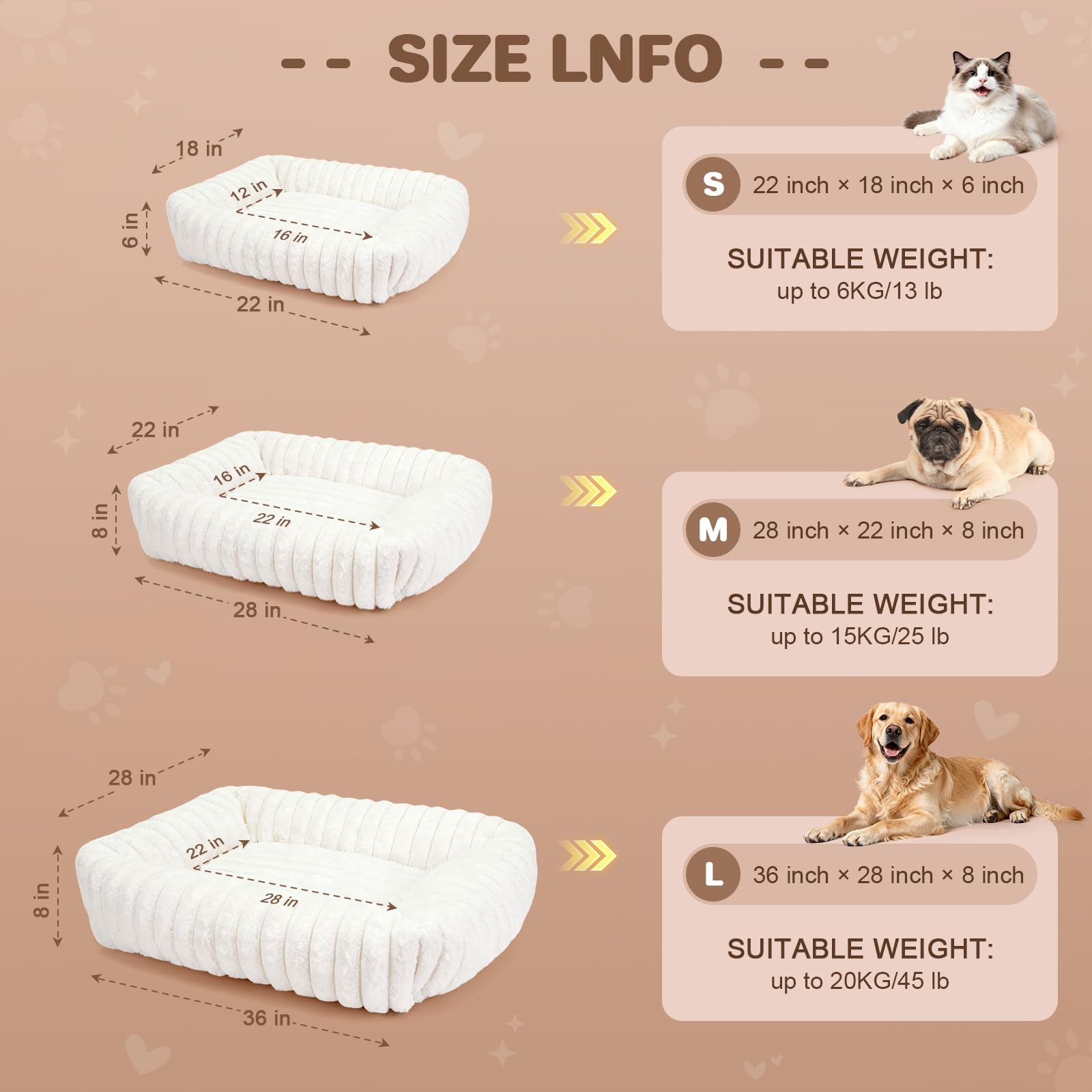 Dog Beds Large Sized Dog, Washable Self Warming Dog Cat Bed Rectangle Orthopedic Large Pet Sofa, Super Soft Plush Rabbit Fur Pet Couch Cute Cat Bed with Removable Zipper Cover & Anti-Slip Bottom - image 5