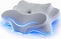 Vista 11 de Almohada cervical para el cuello – Almohada de espuma viscoelástica para aliviar el dolor de dormir, almohadas ergonómicas de contorno para dormir